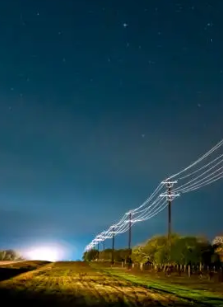 Overhead Powerline at night